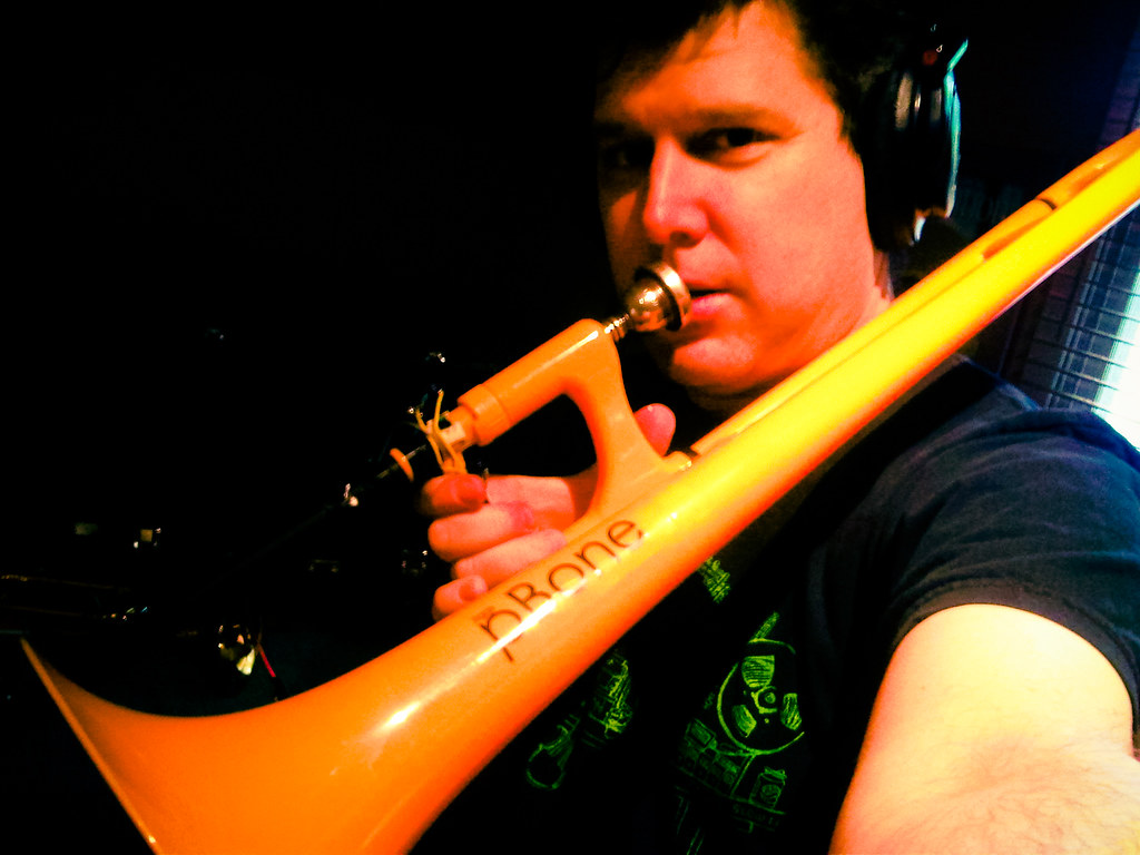 Danny Flam prepping the trombone solo for Somewhere in America